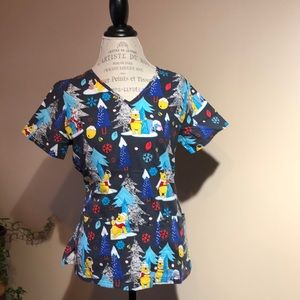 Scrub Top, Winnie the Pooh, Multi Color (size small)